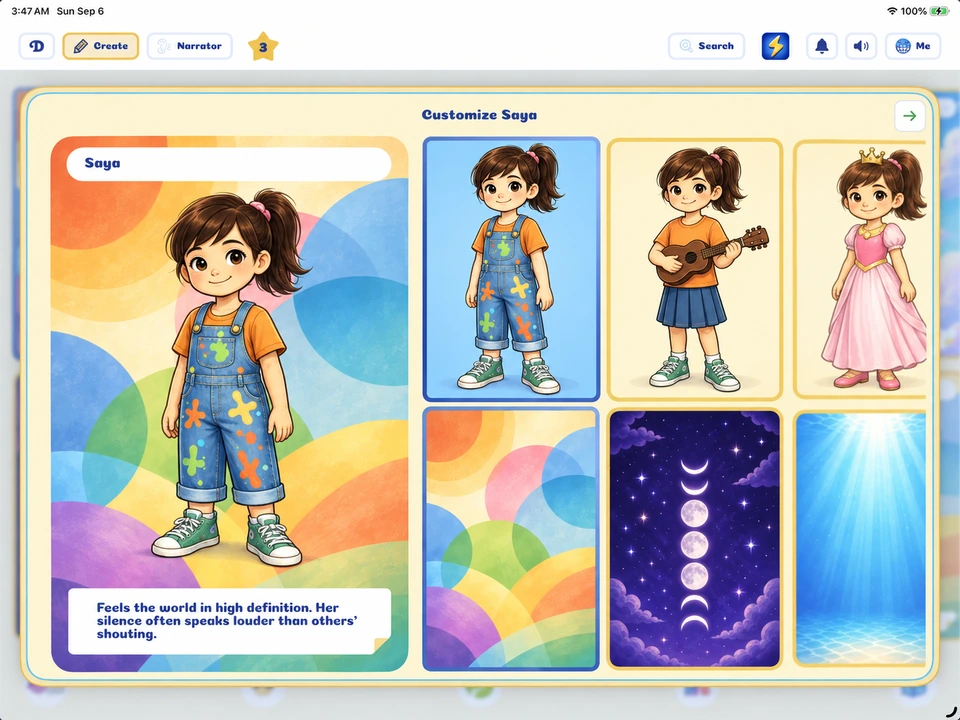 Customize their own character on iPad.