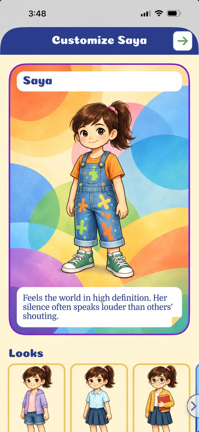Customize their own character in Dreambook’s iPhone layout.