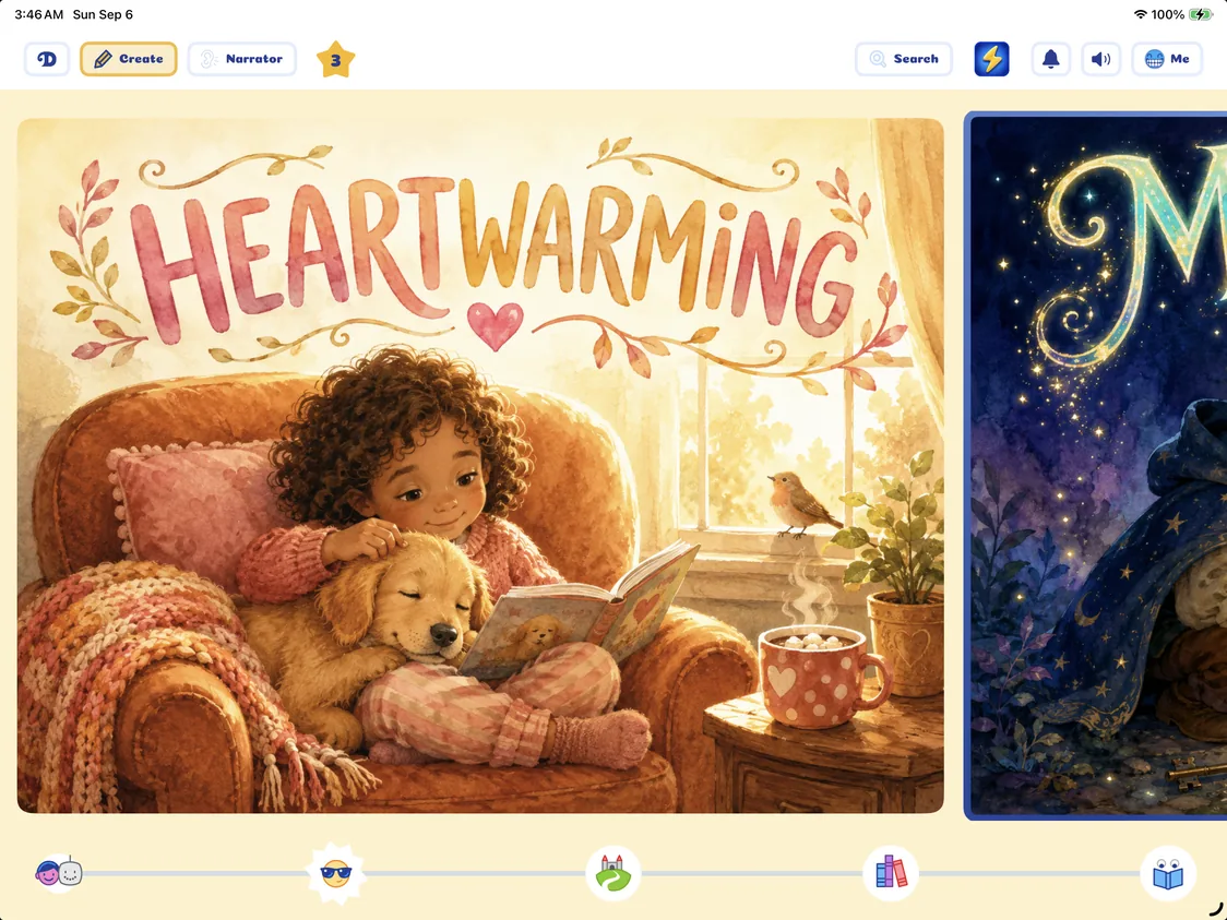 Choose the mood of their story on iPad.