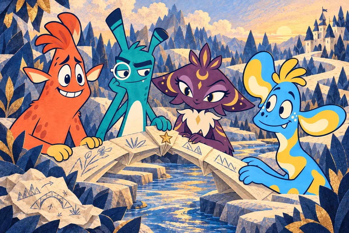 The Chronicle friends help one another build a small bridge from revised story pages.